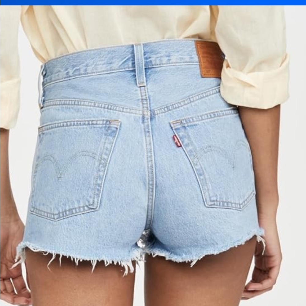 Levi's Blue High-Waisted Jean Shorts - Picture 3 of 6